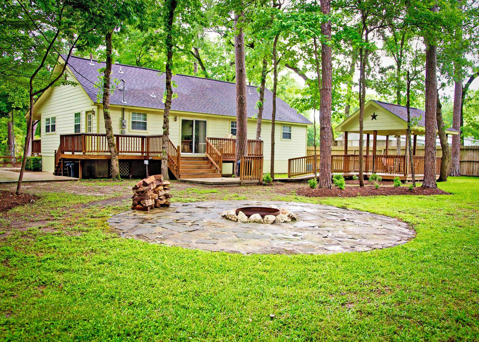 Enjoy making smores with the kids or set under the covered area and chat with friends/