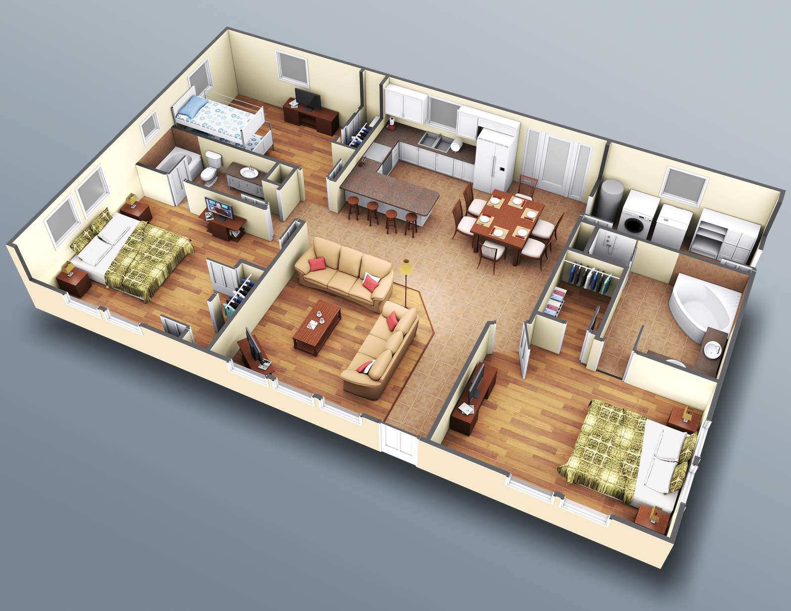 This is a very accurate rendering, right down to the furniture location.