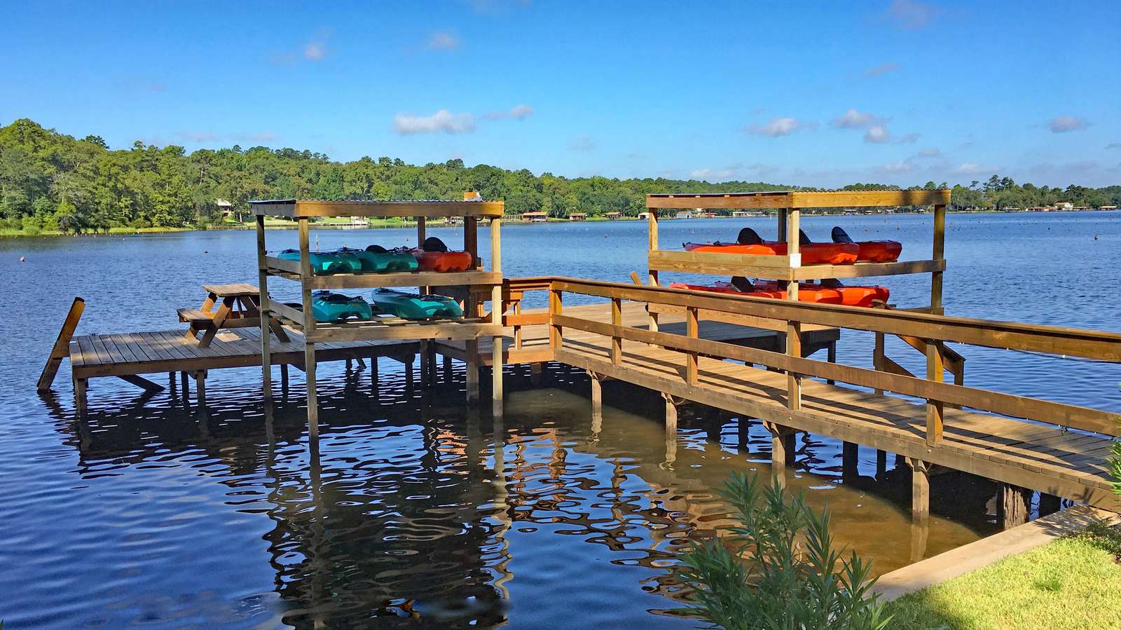 Houston County Lake is spring fed and stays close to level year round .