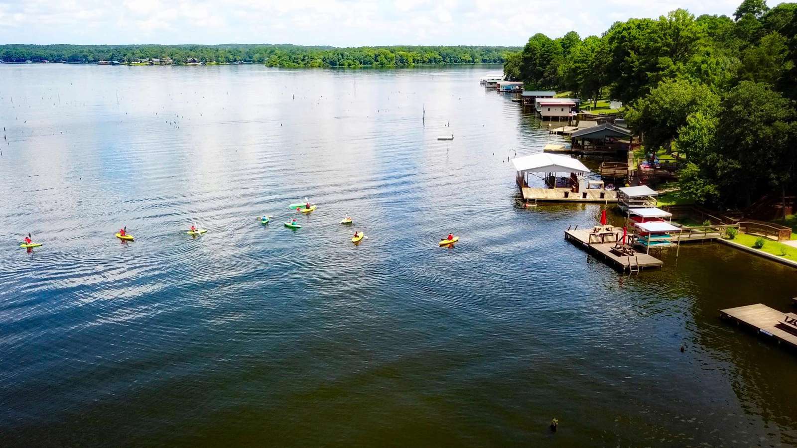 Guests enjoying the kayaks and lake.