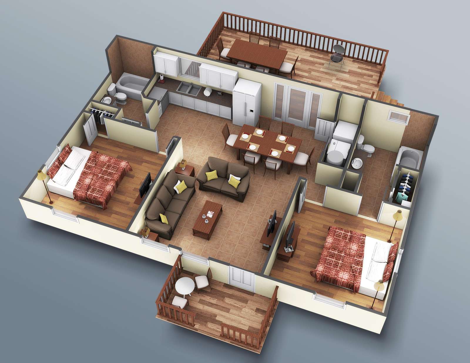 This is an interior rendering of the home. It is accurate down to furniture location.