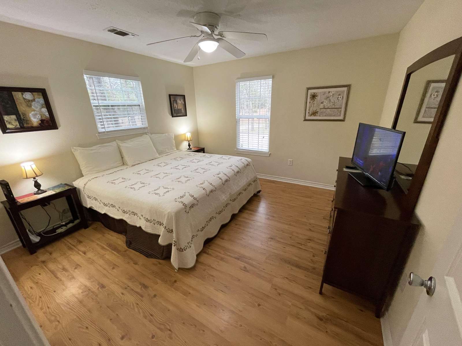 The Master King Bedroom with cable t.v.
