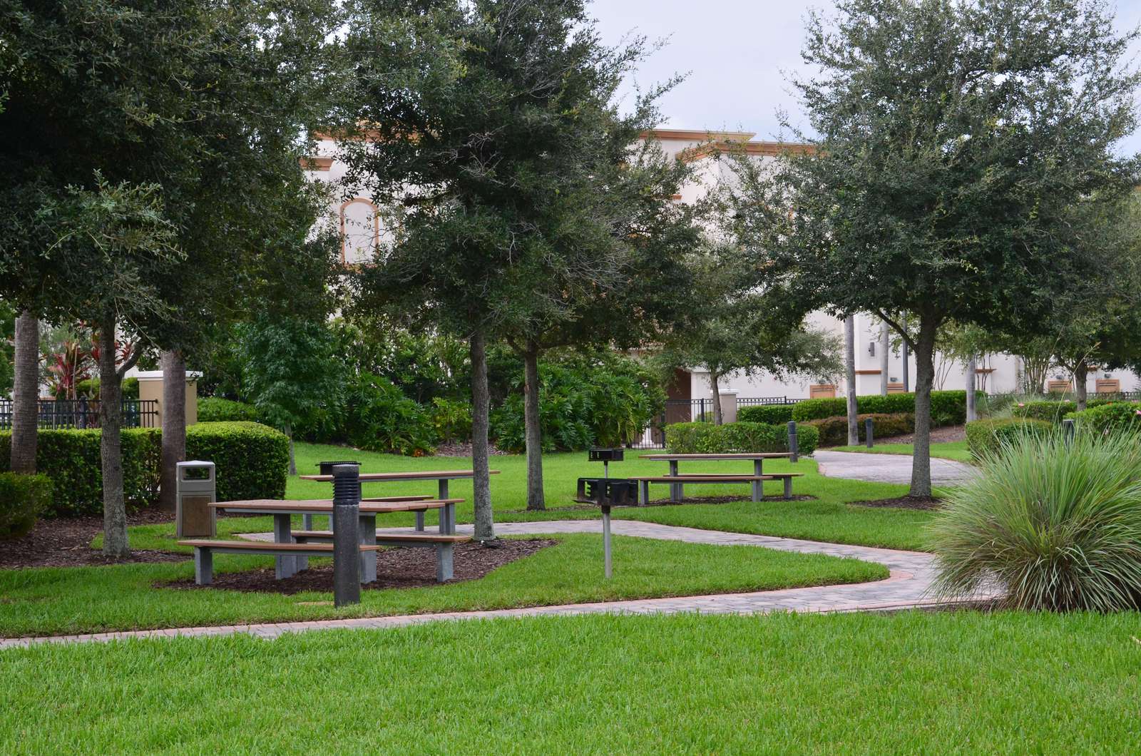 Picnic tables and grills at The Isles
