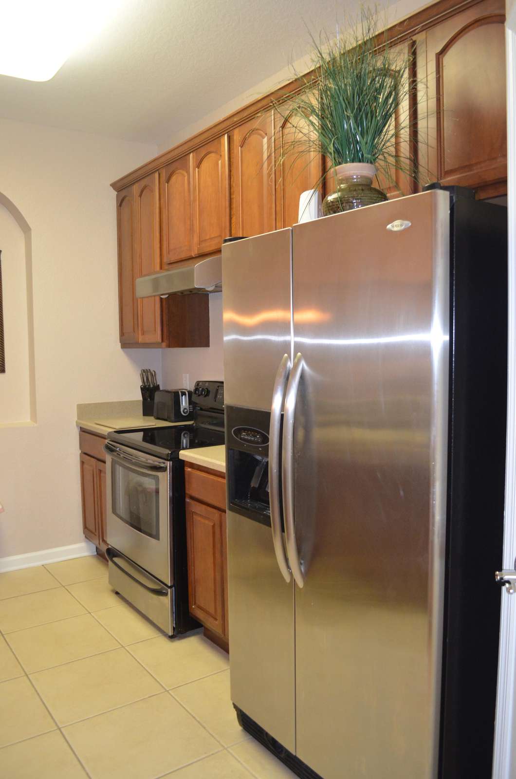 Fully equipped kitchen with stainless steel appliances
