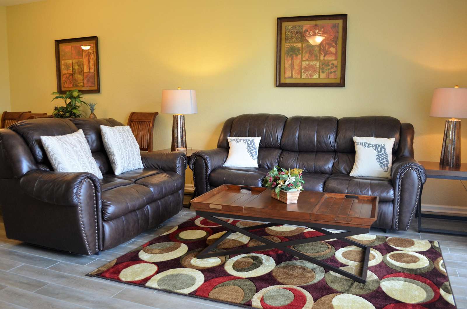 Comfortable leather couches in living room