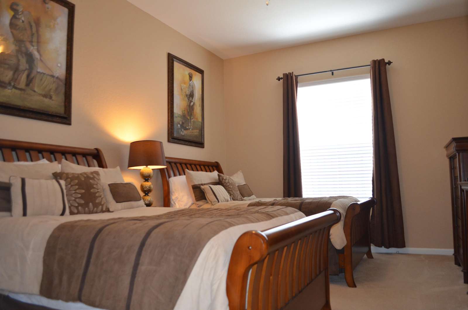 Third bedroom with two full beds, flatscreen TV and DVD player