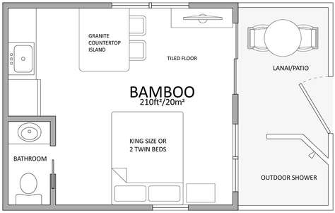 Floor plan with king bed
