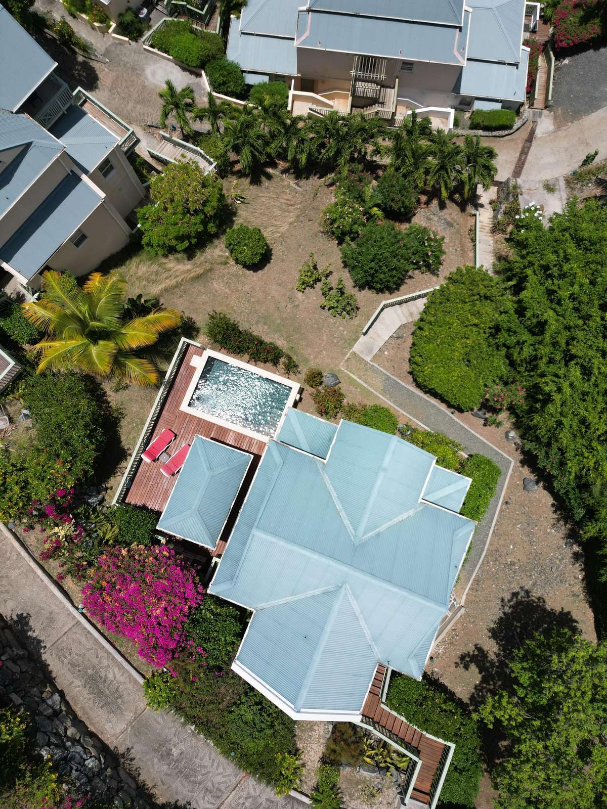 Spacious backyard retreat with private pool and lush landscaping