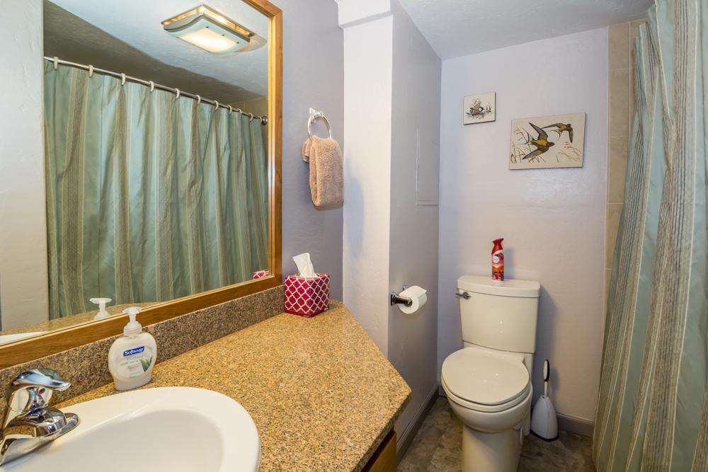 Downstairs bathroom with shower/tub.