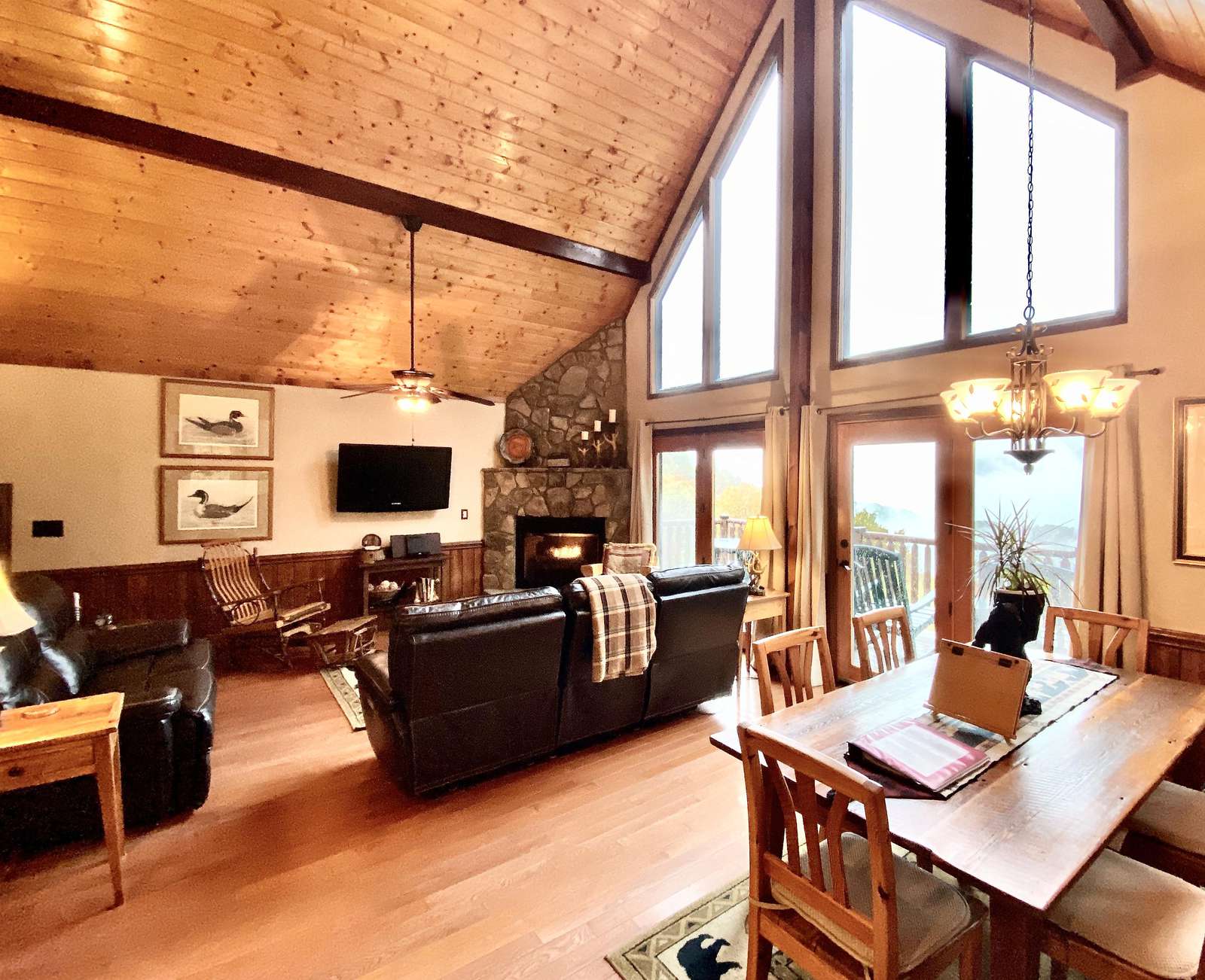 Cozy Fire Gently warms the Cabin