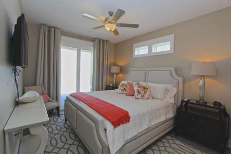 Bedroom #2 with king bed (private bathroom, deck access and water view)