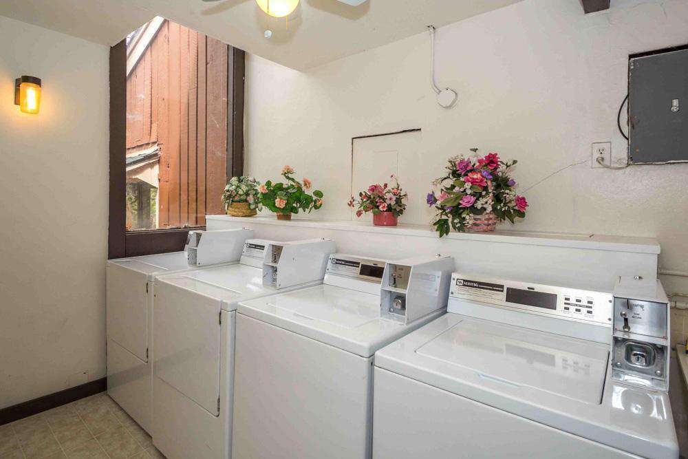Public laundry room in the building has coin operated machines. Detergent is complimentary in the room.
