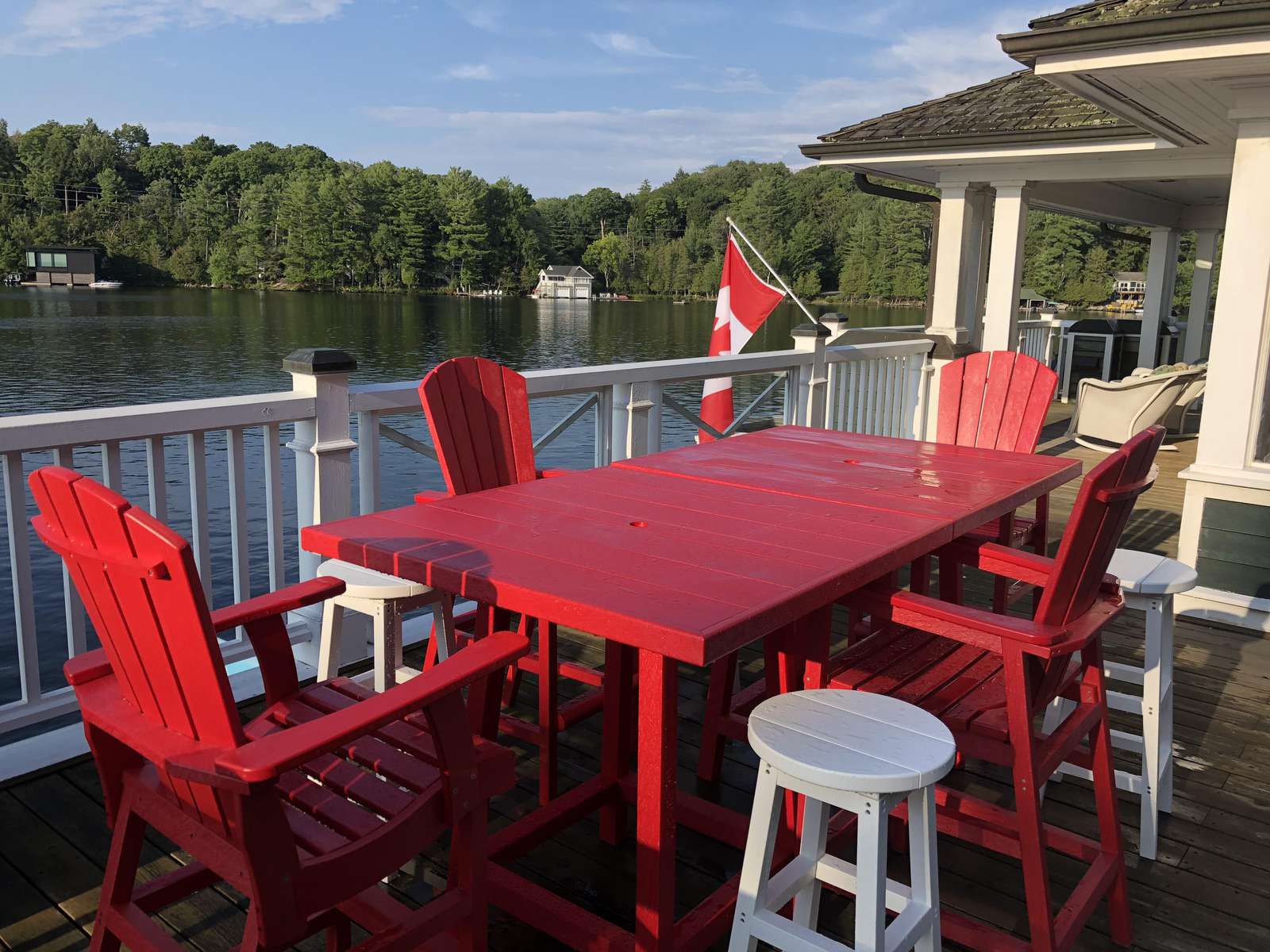Upper level boathouse deck