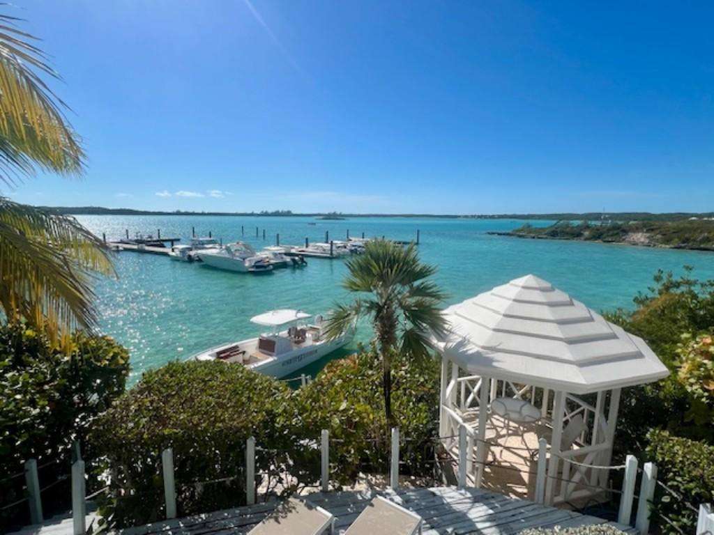 Serene waterfront patio with stunning marina views