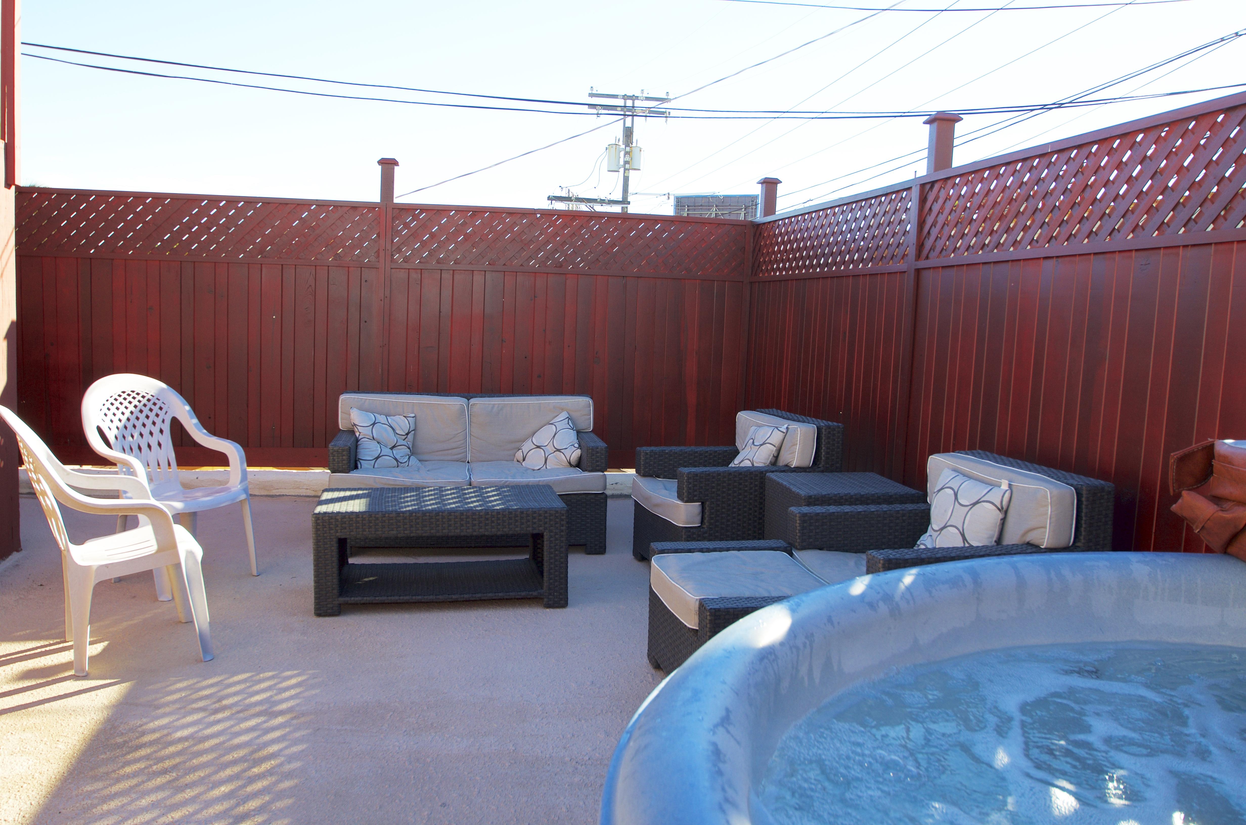 Jacuzzi deck above garage
