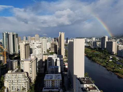 Rainbow over the Ala Wai from the Lanai