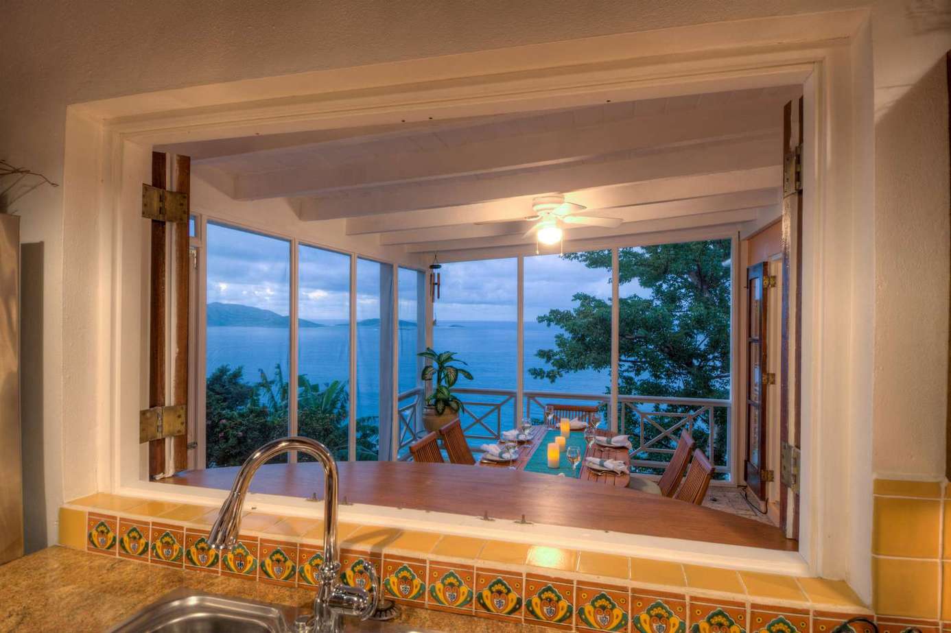 Sunset views from the cozy kitchen window nook