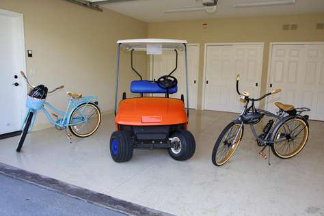 Home comes with amenities that include a golf cart, bikes and more