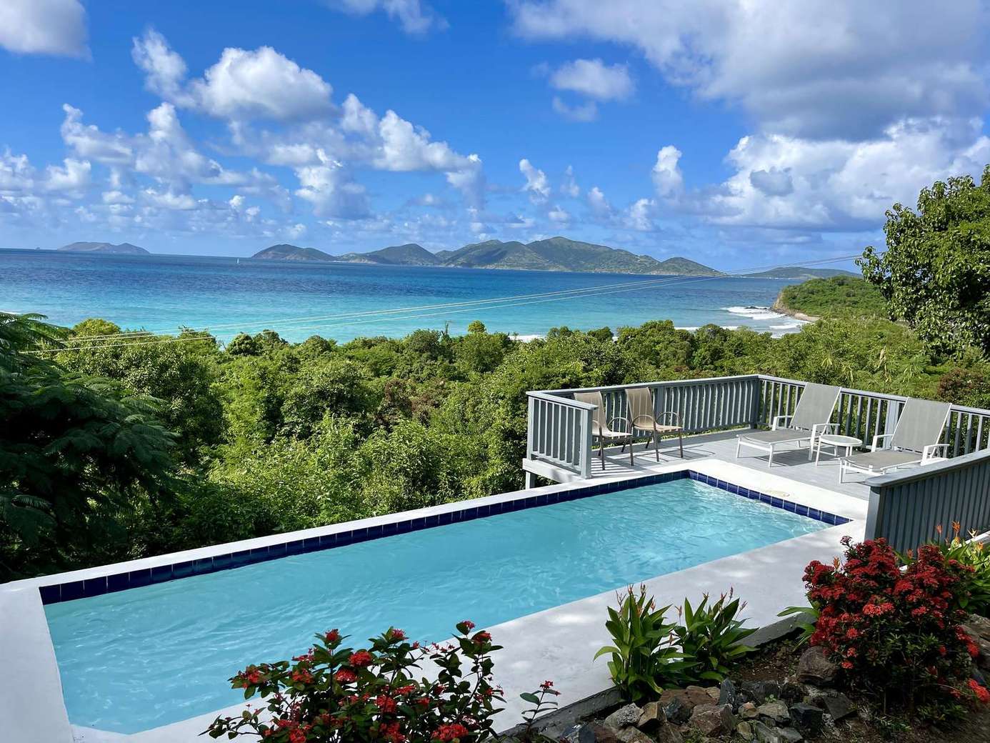 Private pool deck with stunning ocean and island views