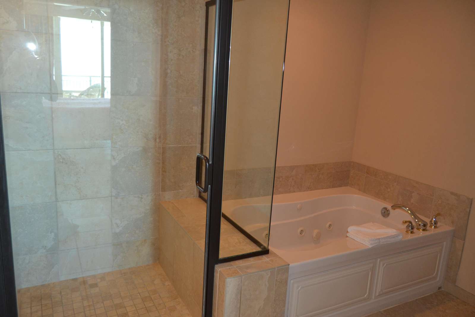 Stall shower, jetted tub