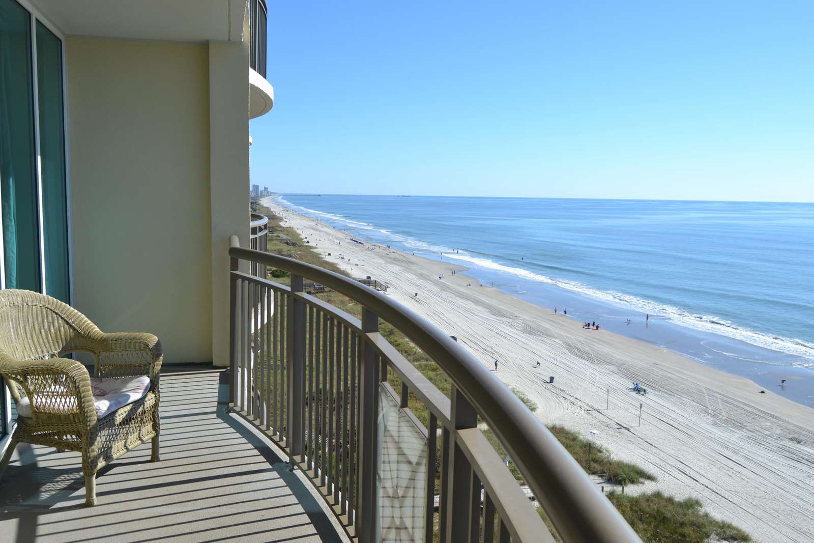 Sweeping oceanfront view from the oversized balcony