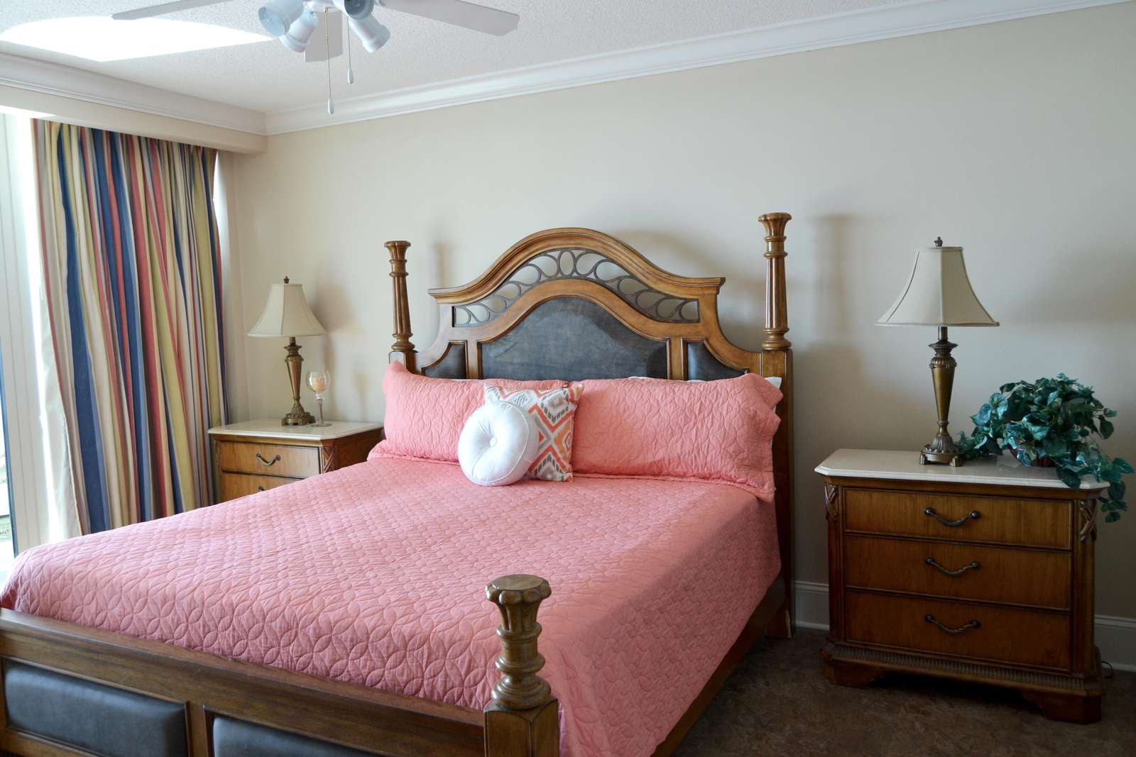 Master with private bath, new coverlet and flat screen
