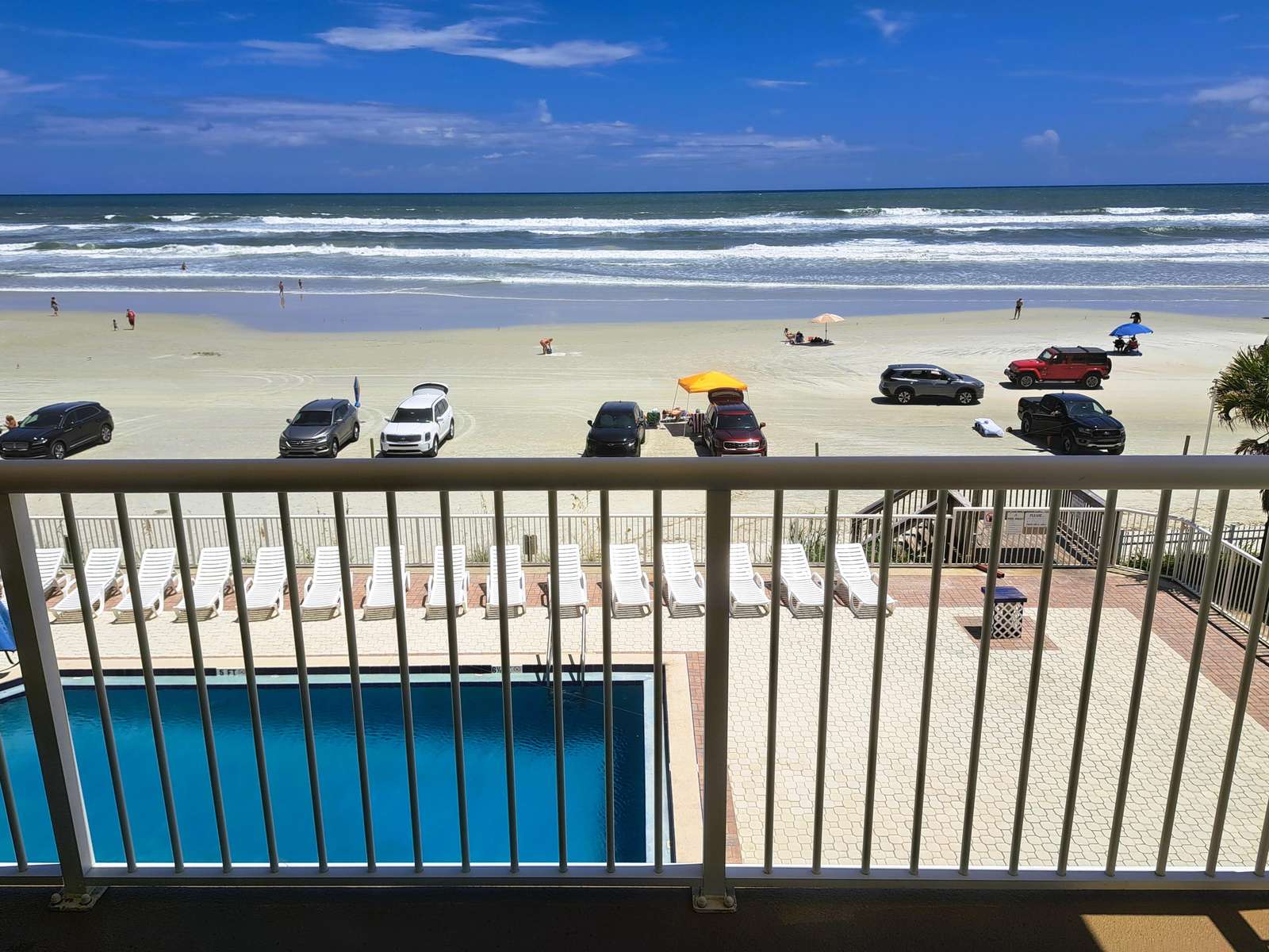 View of beach from balcony