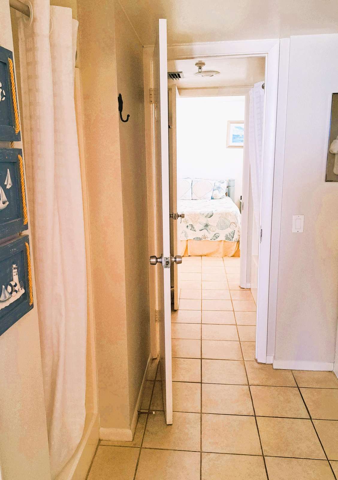 Master bath has shower only.