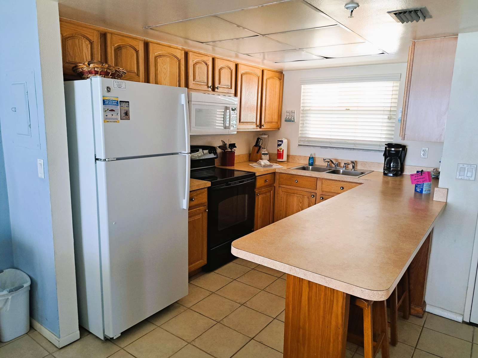 View of kitchen from dining area