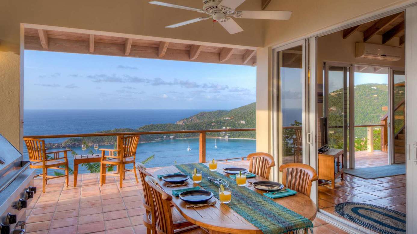 Spacious dining area with panoramic ocean views and fresh air breeze