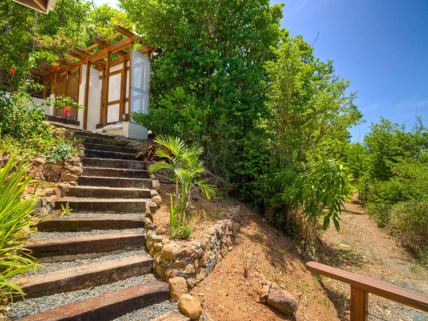 Secluded stone steps lead to your peaceful retreat entrance