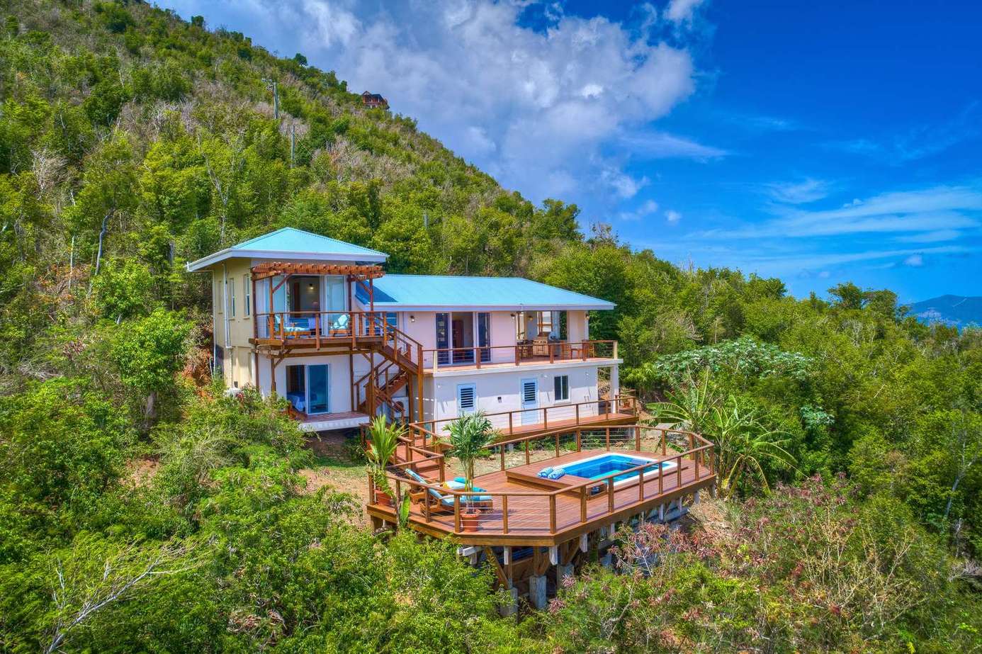 Secluded hillside villa with panoramic ocean views and pool