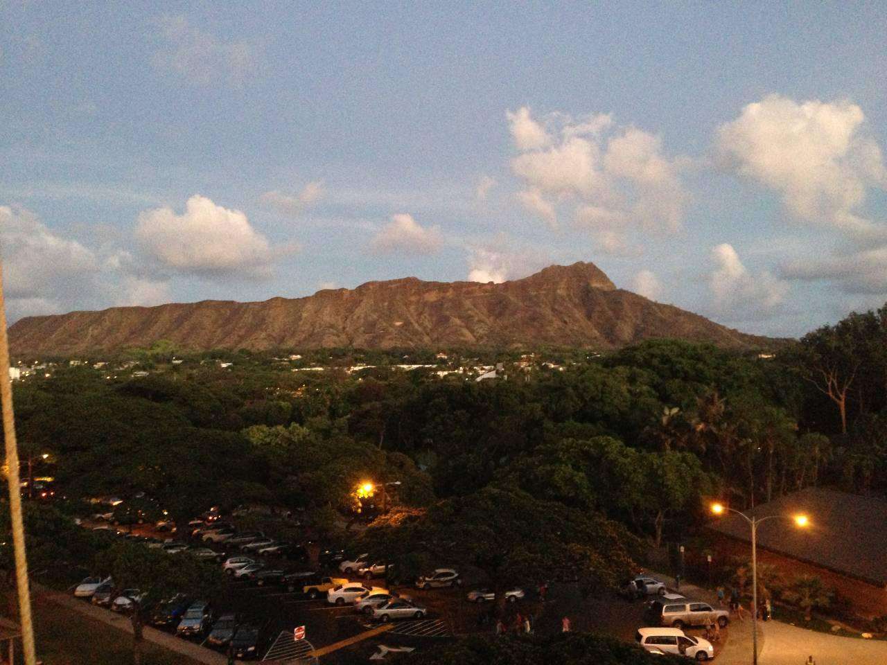 Diamond Head appears to change color at sunset.