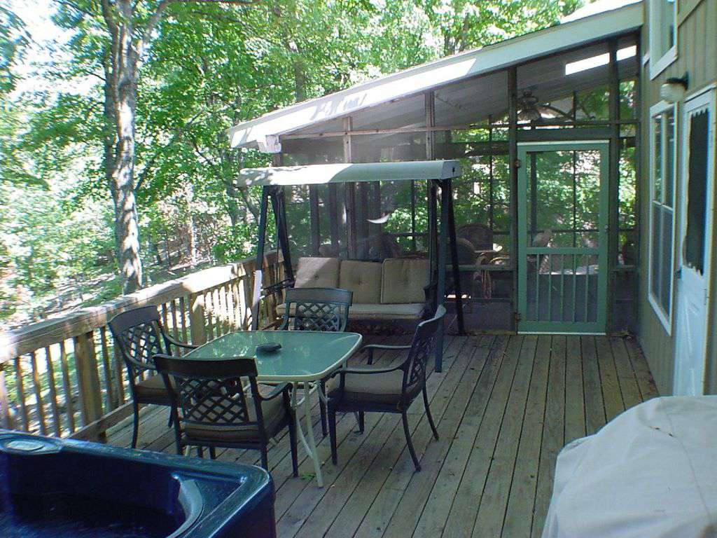 Large deck with private six-person hot tub