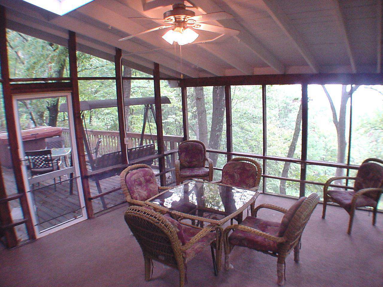 Screened in shaded porch