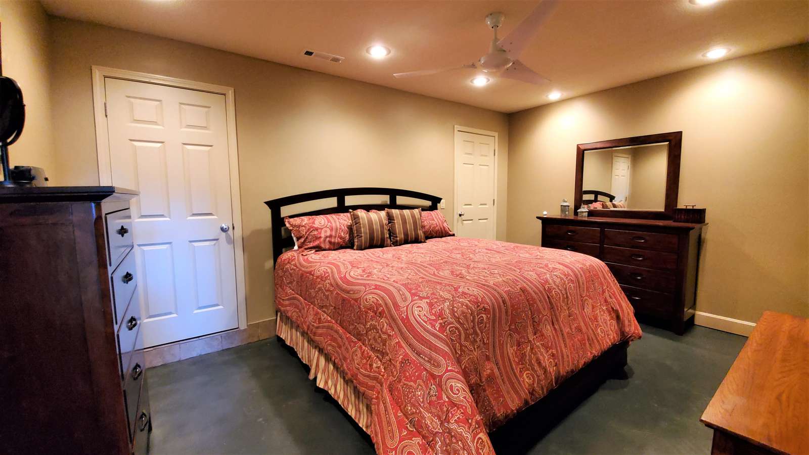 Downstairs bedroom with King bed