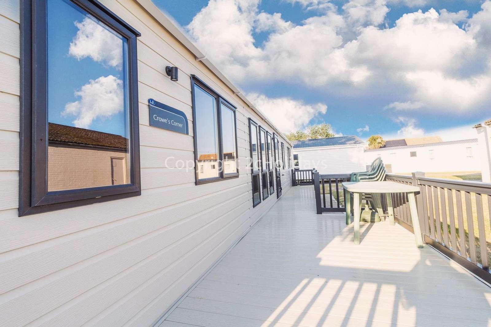6 berth caravan with decking at California Cliffs Holiday Park