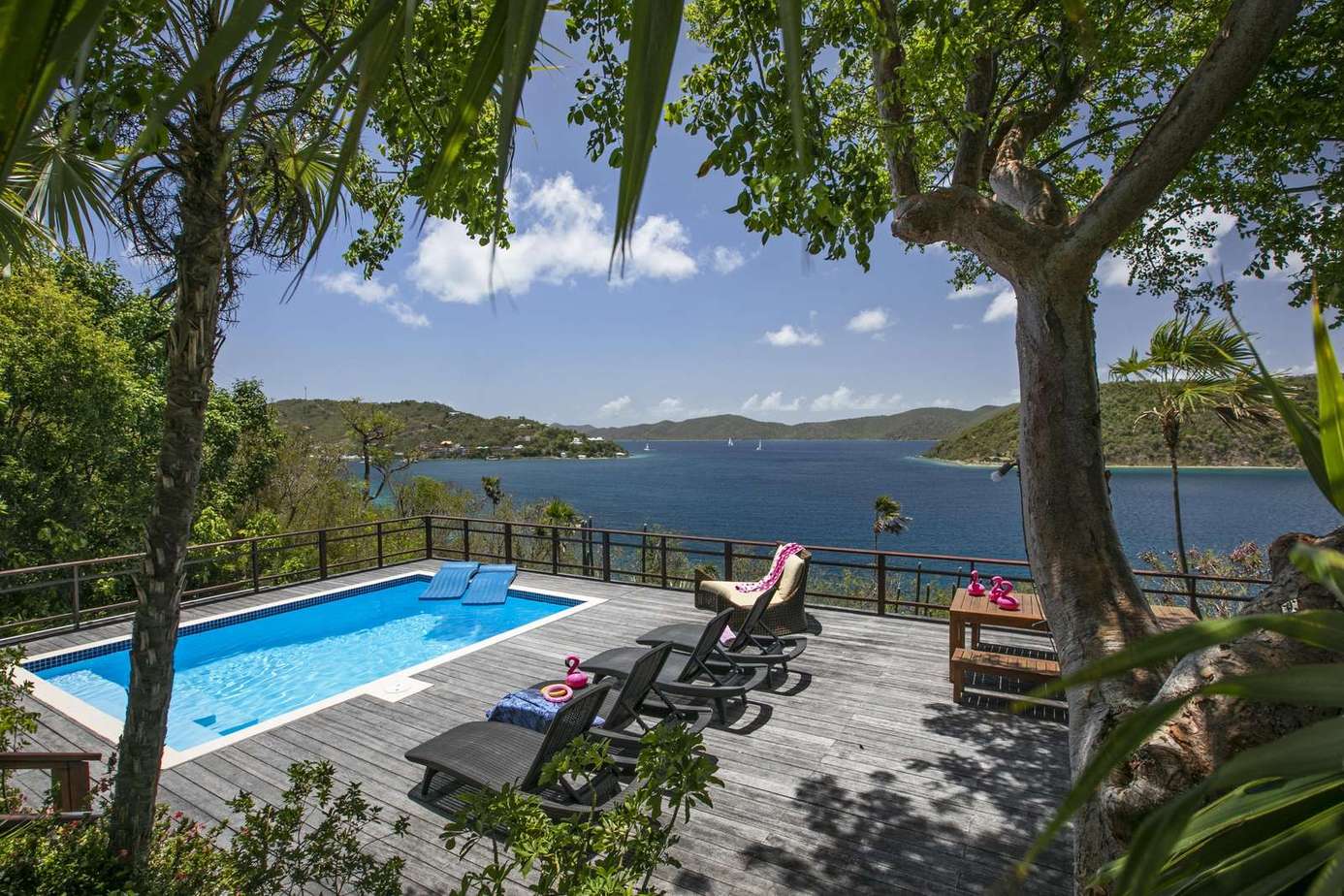 Poolside paradise with stunning lake and mountain views
