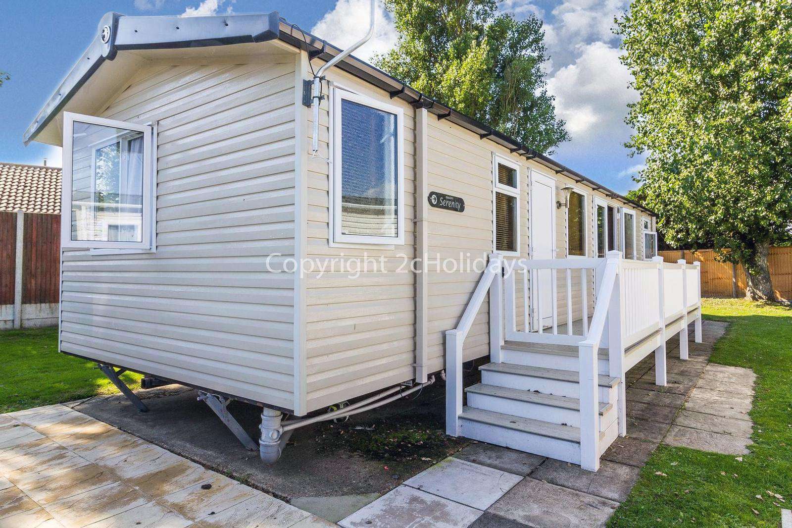 Caravan for hire with decking.