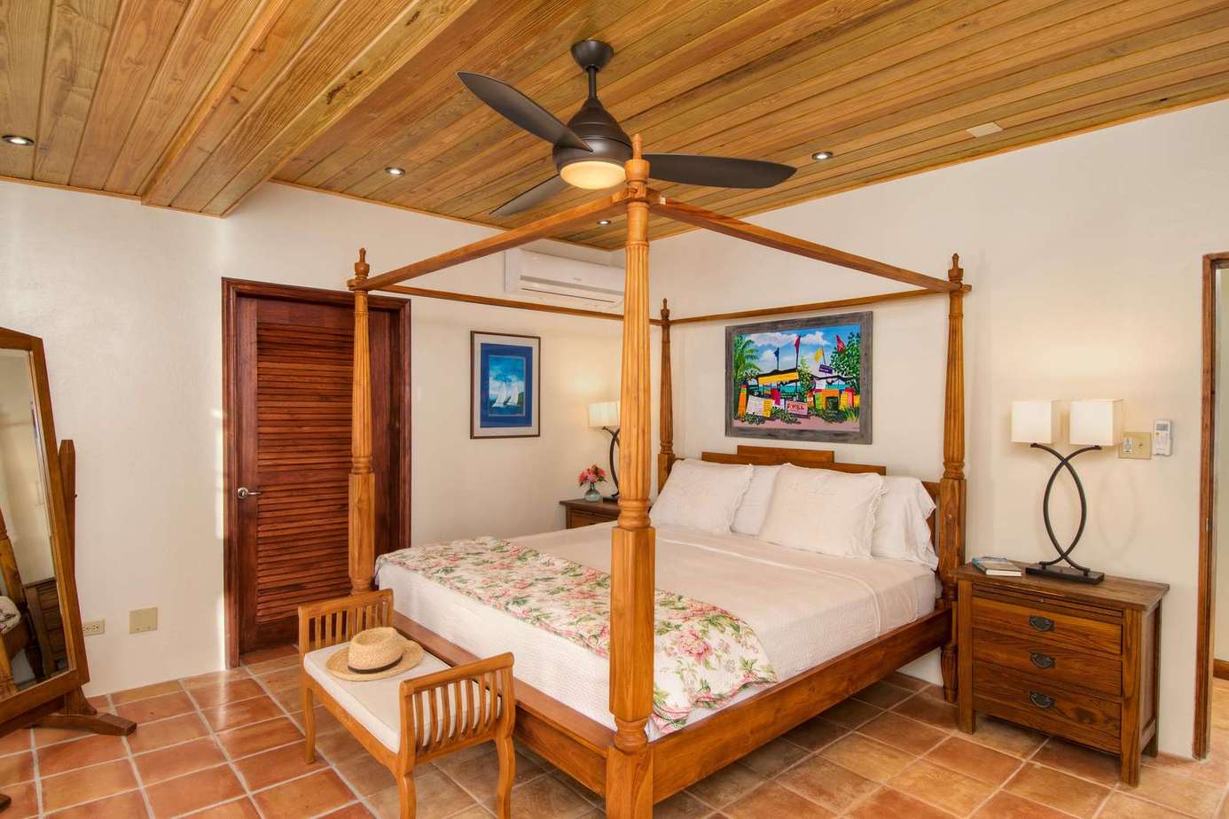 Cozy bedroom retreat with warm wood accents and natural light