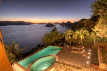 Sunset views from the serene poolside patio retreat