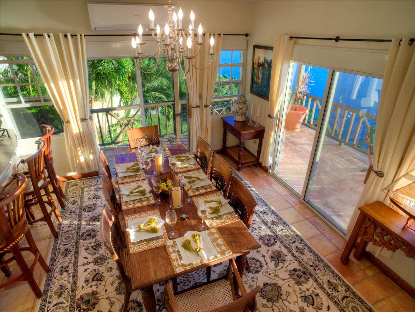 Spacious dining room with garden views and natural light