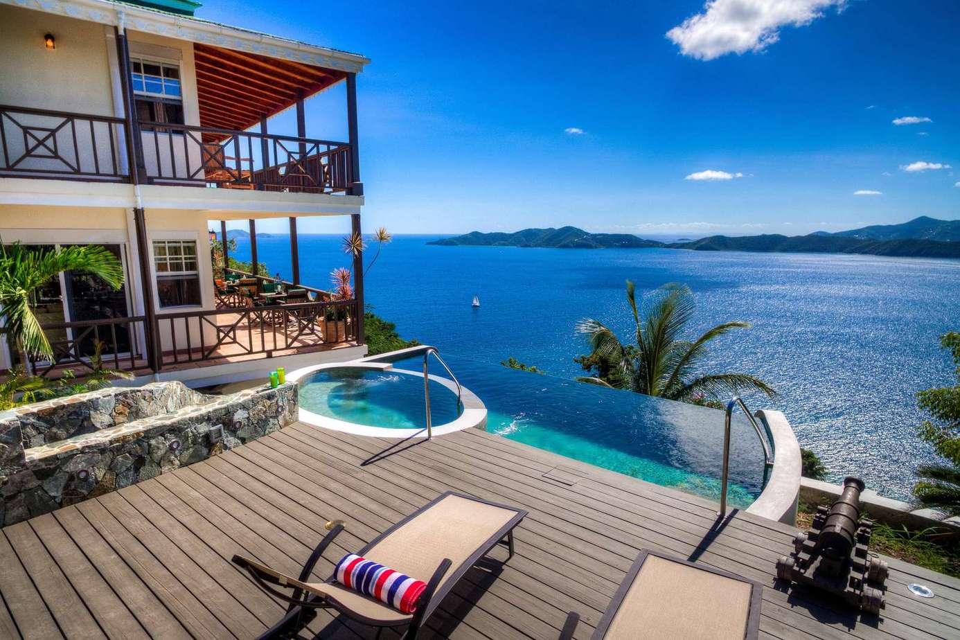 Oceanfront deck with infinity pool and panoramic views