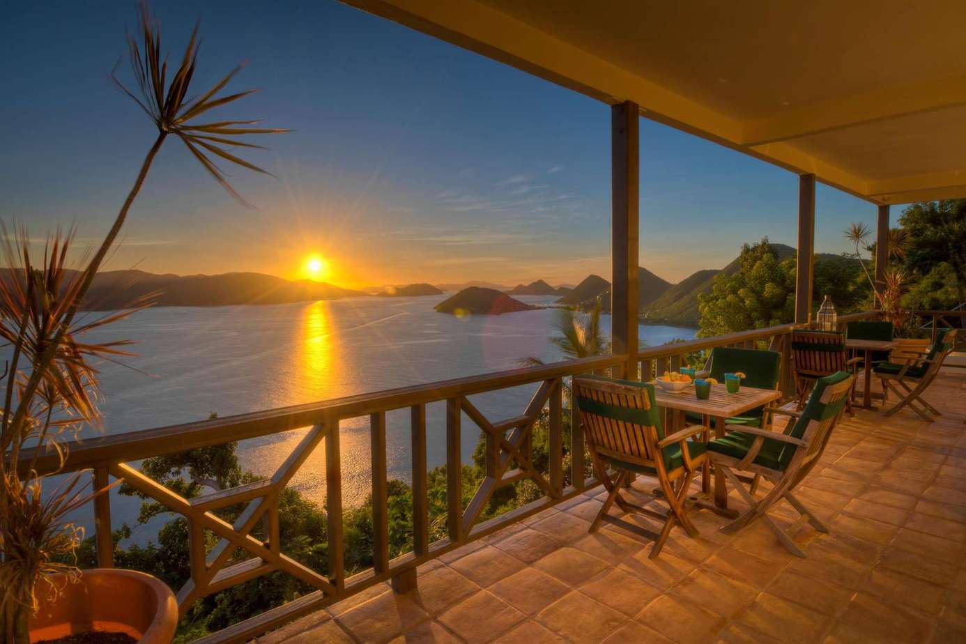 Sunset views from a cozy, spacious balcony retreat