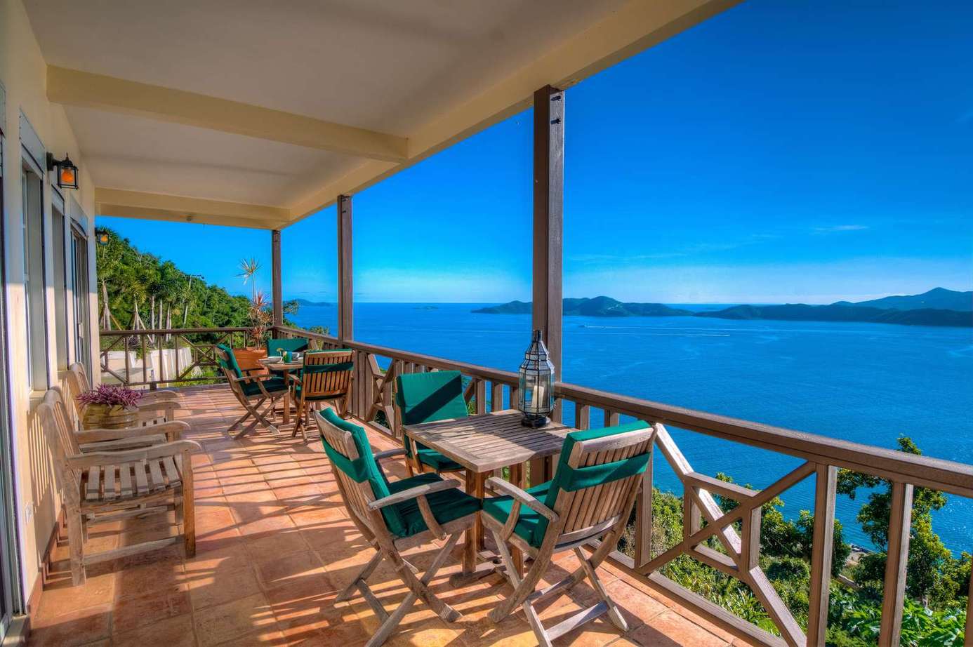 Spacious oceanfront balcony with stunning panoramic views