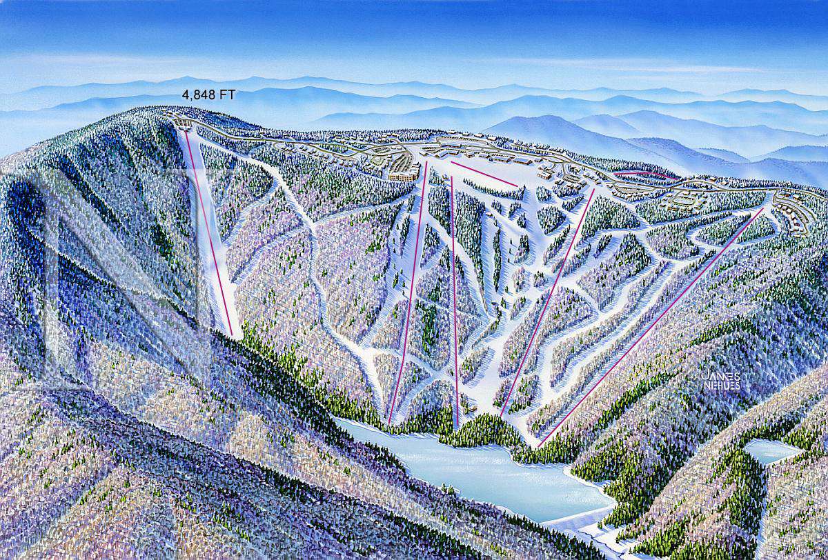 Lifts down the Mountain - 3D view