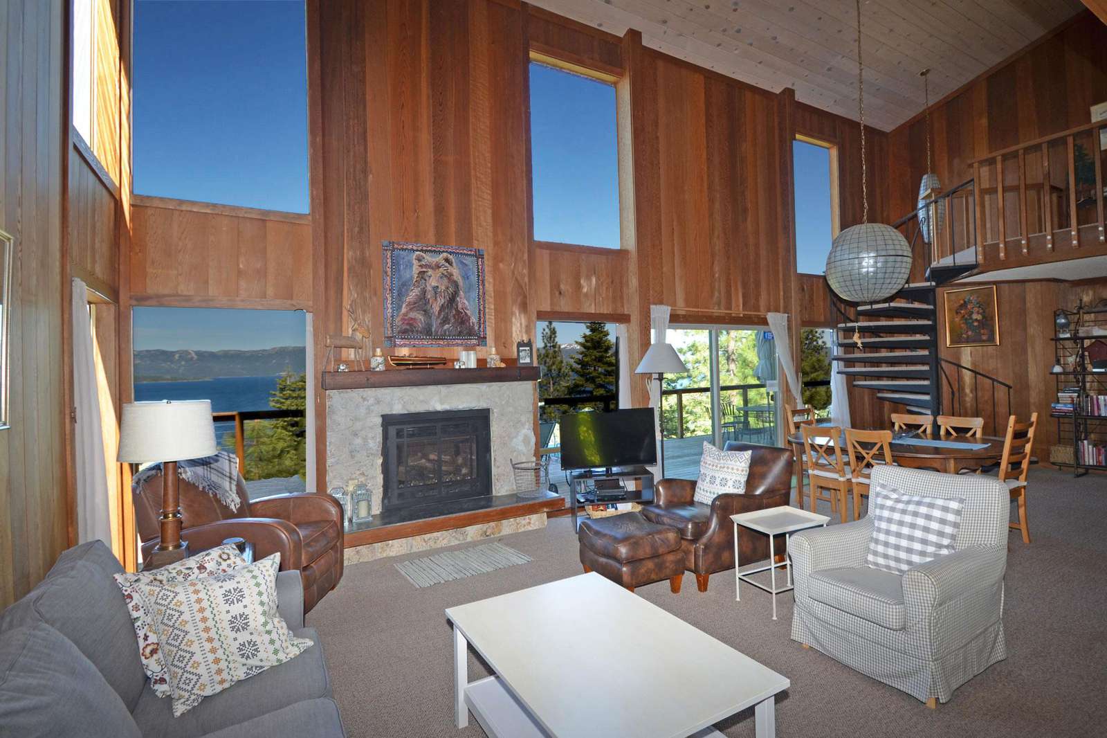 Cozy Living Room with Views of Lake Tahoe