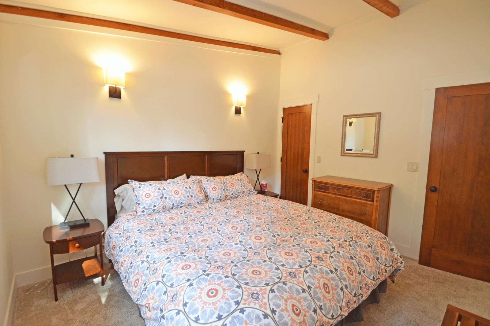 King size bed with down comforter