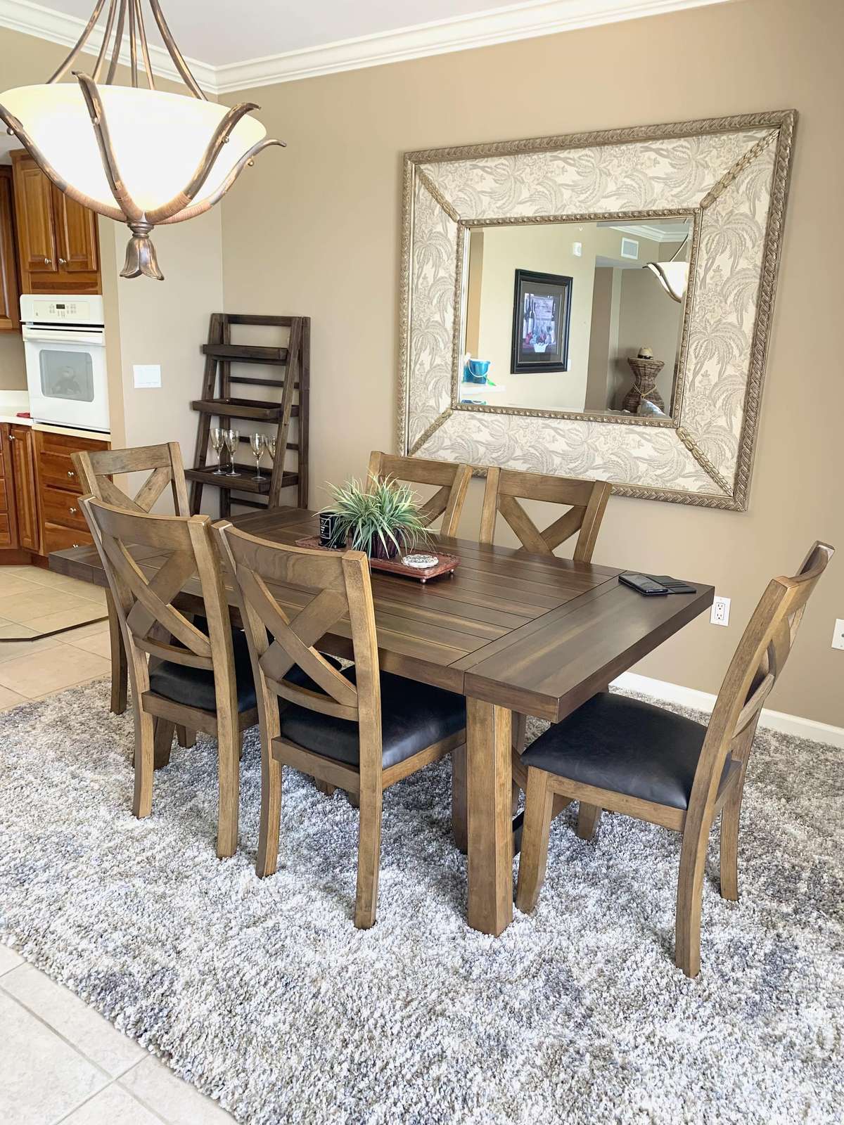 Spacious dining area with seating for six