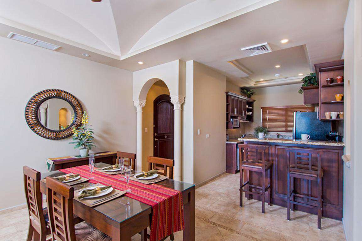 Dining area with view to kitchen
